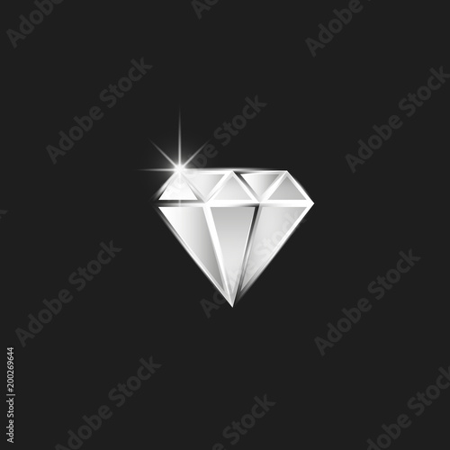 Diamond logo, realistic cut diamond with spark as a gemstone for jewelry workshop emblem