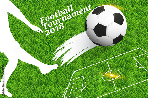 Vector illustration of a football background with ball. Design of a stylish background for the soccer championship