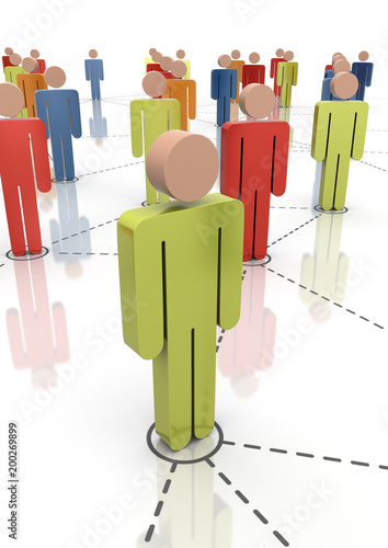 Network of people closup, 3D rendering