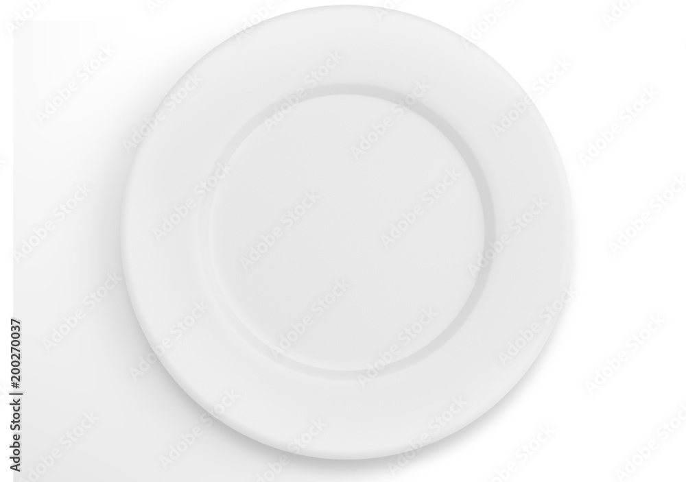 Empty white dinner plate top view Empty white dinner plate top view