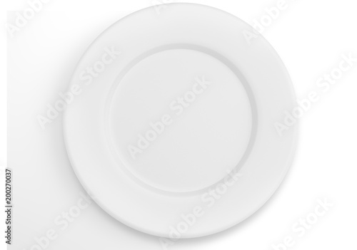 Empty white dinner plate top view