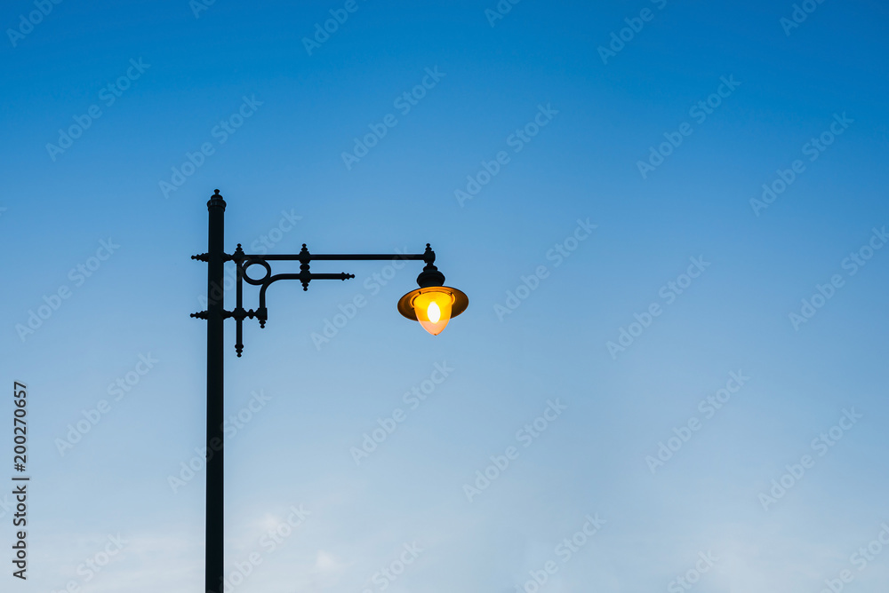 Lighting Lamp on the street with blue sky background Lighting Lamp on the street with blue sky background