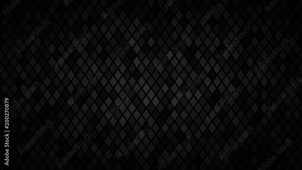 Abstract dark background of small rhombuses in shades of black and gray colors. Abstract dark background of small rhombuses in shades of black and gray colors.