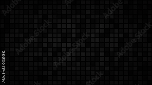 Abstract dark background of small squares or pixels in shades of black and gray colors.