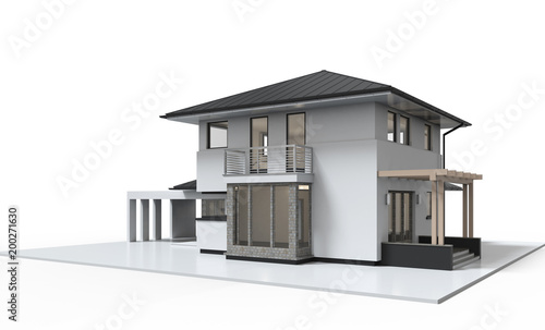 3d render of house isolated on a white background.
