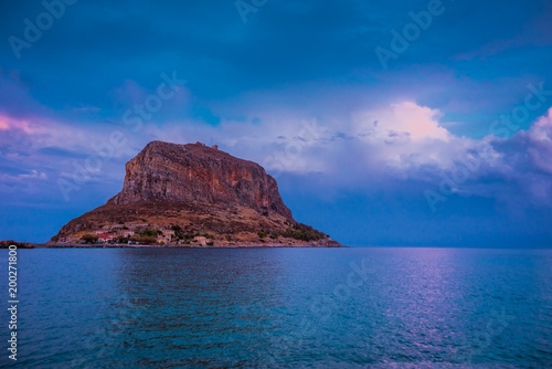 Monemvasia island at evening  Greece