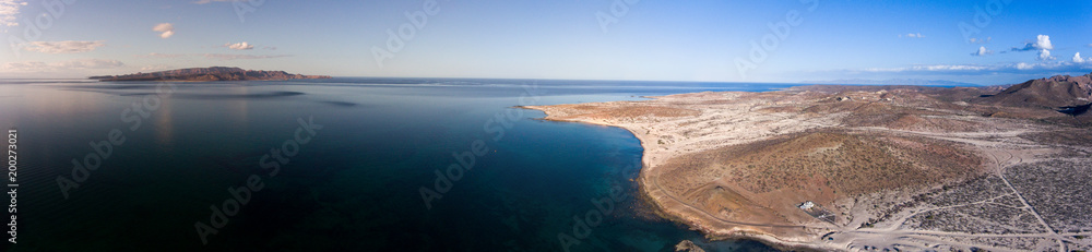 Aerial panoramics from Espiritu Santo Island, Baja California Sur, Mexico.