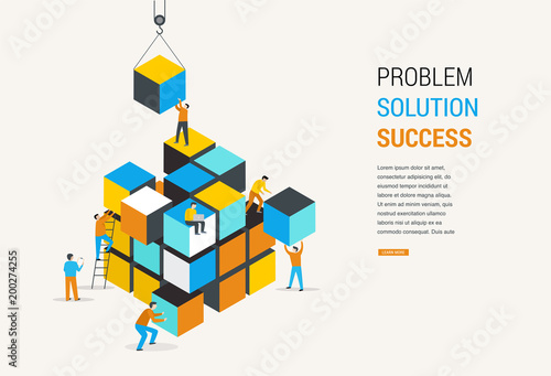 Cube Puzzle Solution Solving Problem Concept banner