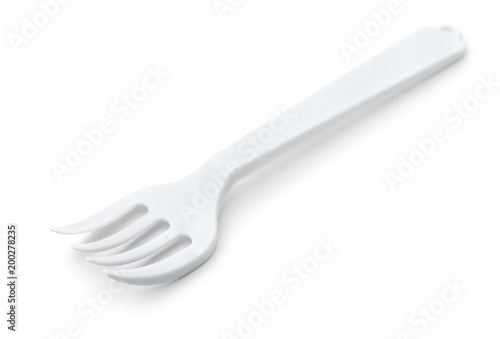White plastic disposable fork