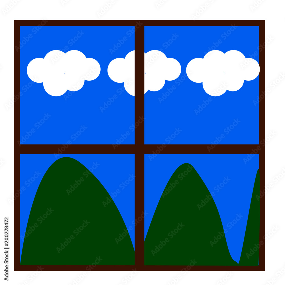 Fototapeta premium Ventana con vistas a las montañas.