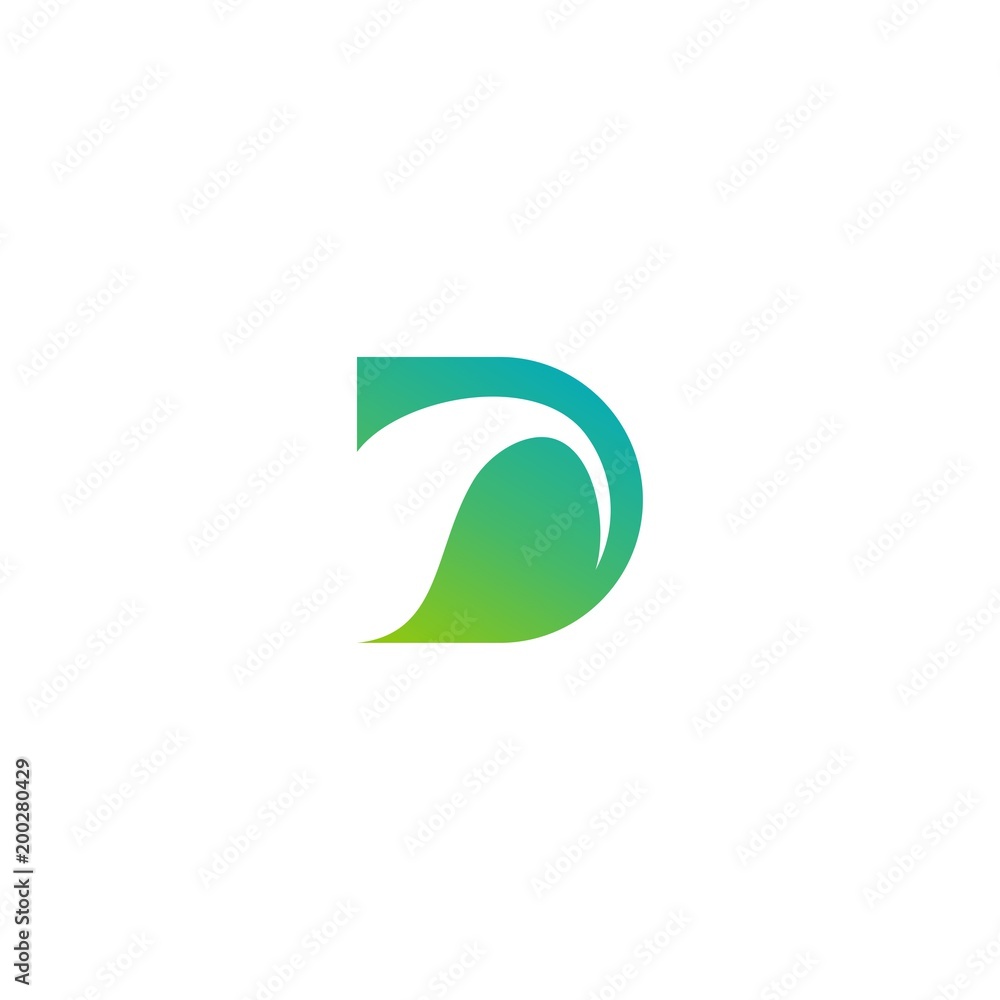 Letter D for leaf logo icon monogram Letter D for leaf logo icon monogram