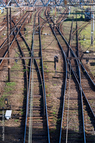 Railway tracks and electric traction in Gniezno.