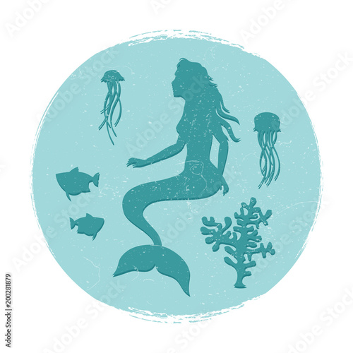 Vintage underwater life label