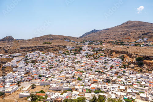 Top view of Lindos town in Rhodes, Greece