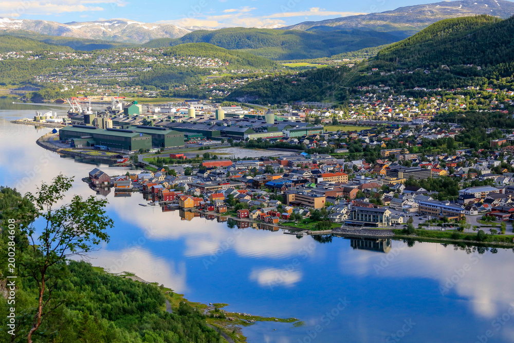 Mosjøen City view from sherpa trail Northern Norway