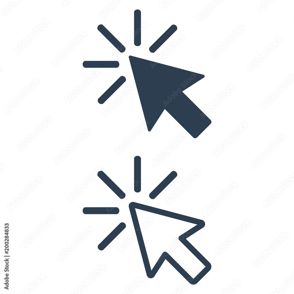 Click icons on white background. Click icons on white background.