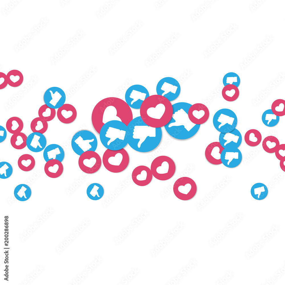 Like and heart symbols line Like and heart symbols line