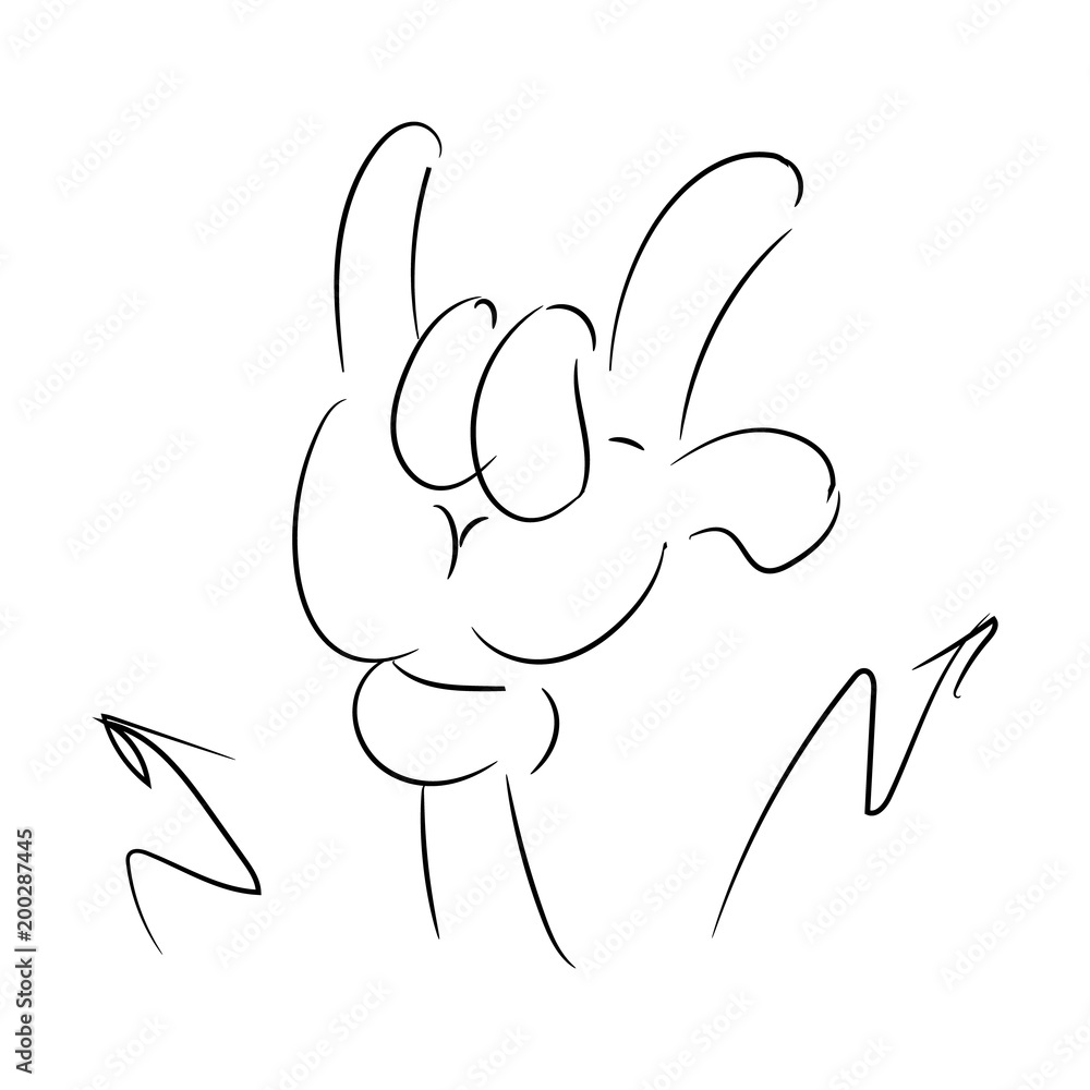 Hand cartoon vector illustration.Line art Hand cartoon vector illustration.Line art