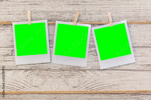 Polaroid an der Wäscheleine Greenscreen