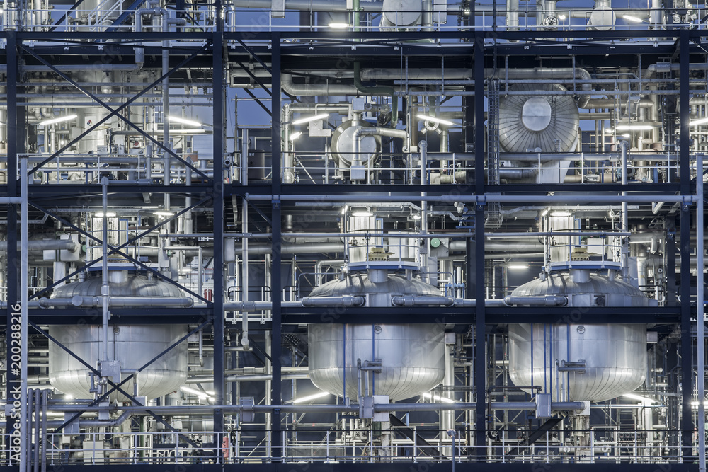 Detail of an industrial installation at night. Detail of an industrial installation at night.