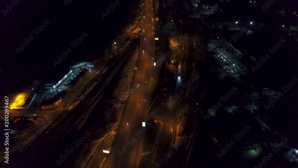 Vertical top down aerial view of night panorama of a big city Vertical top down aerial view of night panorama of a big city