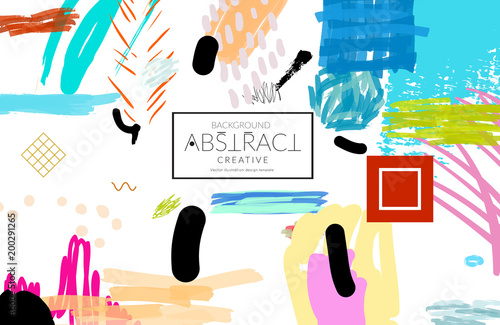 Abstract collage made with scribbles  markercanyon strokesblack geometric shapes