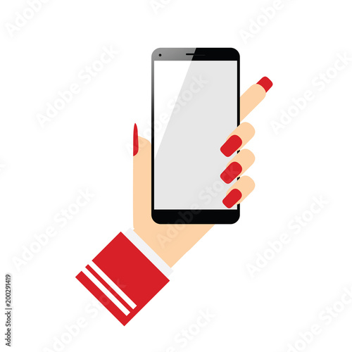 smartphone realistic technology in woman hand illustration