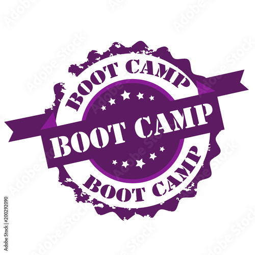 Boot camp text  purple color stamp.sign.seal.logo
