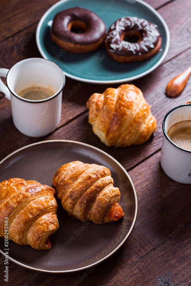 Cups of coffee and sweets Cups of coffee and sweets