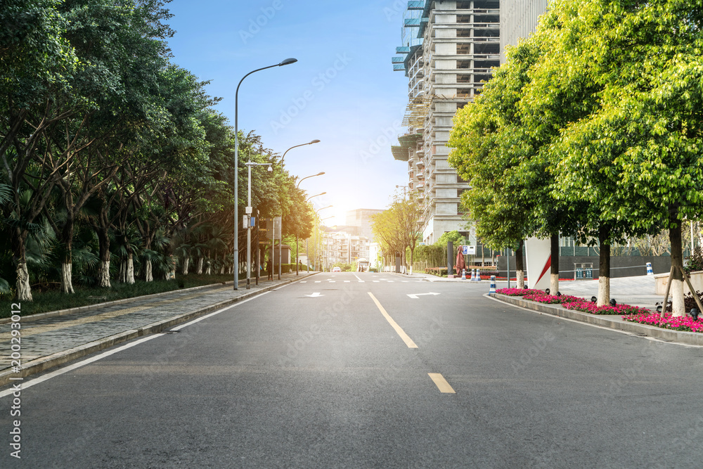 empty highway with cityscape and skyline of chongqing,China.