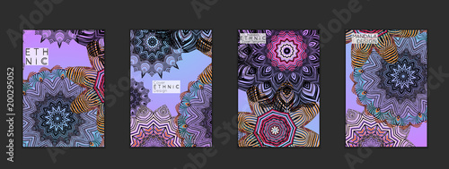 Ethnic banners template with floral Mandala ornament.