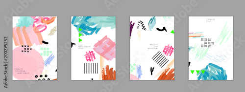 Abstract collage made with scribbles  markercanyon strokesblack geometric shapes