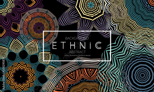 Ethnic banners template with floral Mandala ornament.