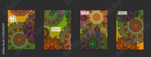 Ethnic banners template with floral Mandala ornament.