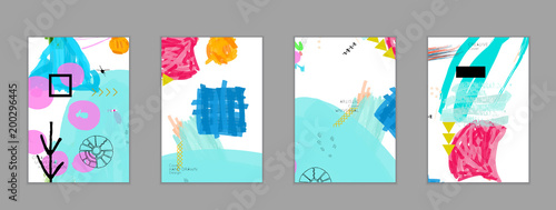 Abstract collage made with scribbles  markercanyon strokesblack geometric shapes