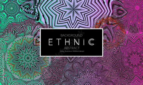 Ethnic banners template with floral Mandala ornament.