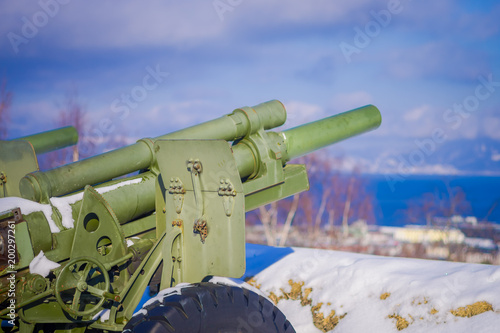 Outdoor view of antiaircraft gun in Trondheim
