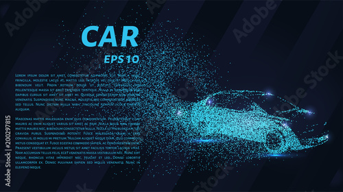 The car of the particles. The crossover consists of circles and points. Vector illustration.