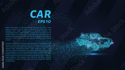 The car of the particles. The crossover consists of circles and points. Vector illustration.