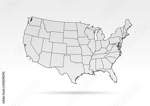 USA map grey outline shadow gradient photo