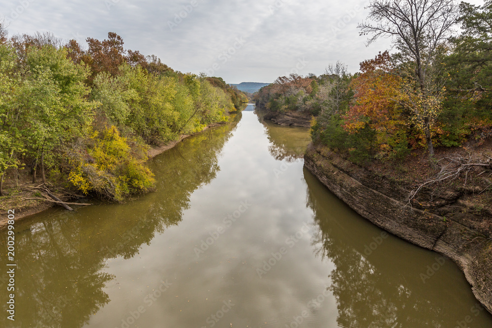 Petit jean river Arkansas fall season water reflections