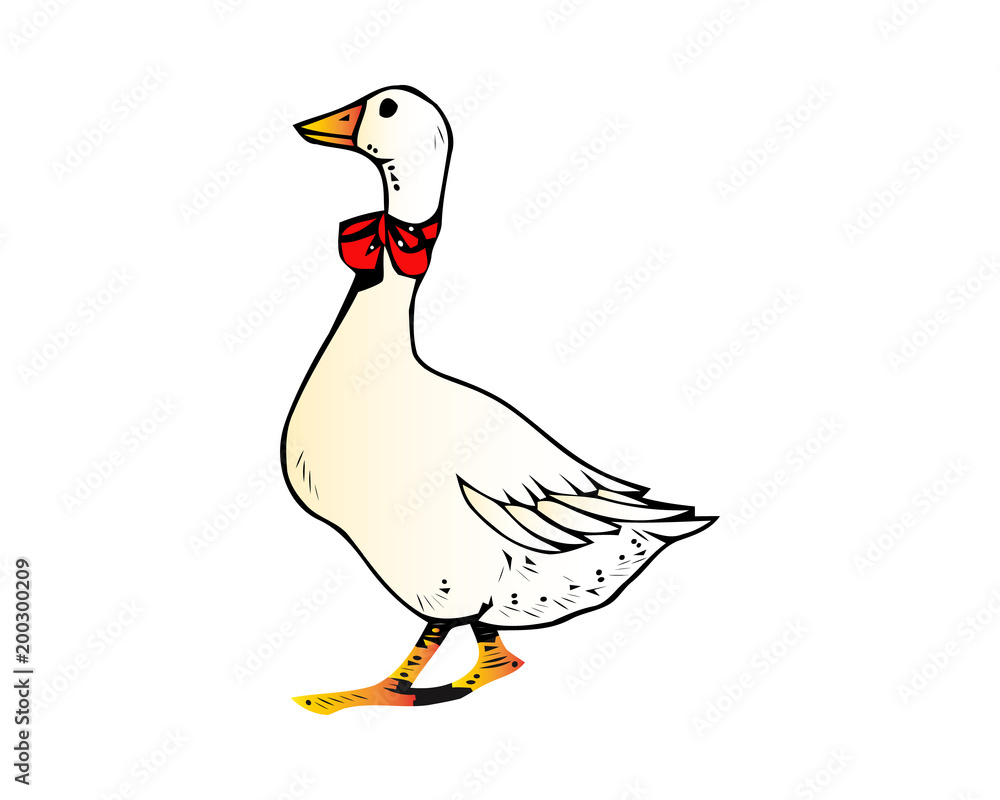 Cute goose vector flat illustration isolated on white background. Farm  animal goose cartoon character vector de Stock | Adobe Stock