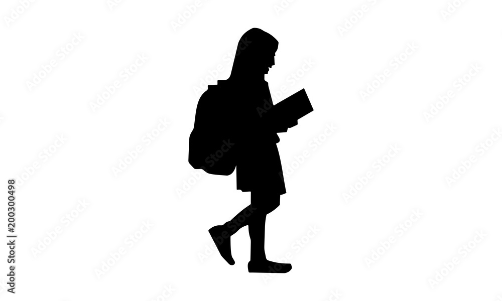 silhouette picture of the child walking time to go to school silhouette picture of the child walking time to go to school