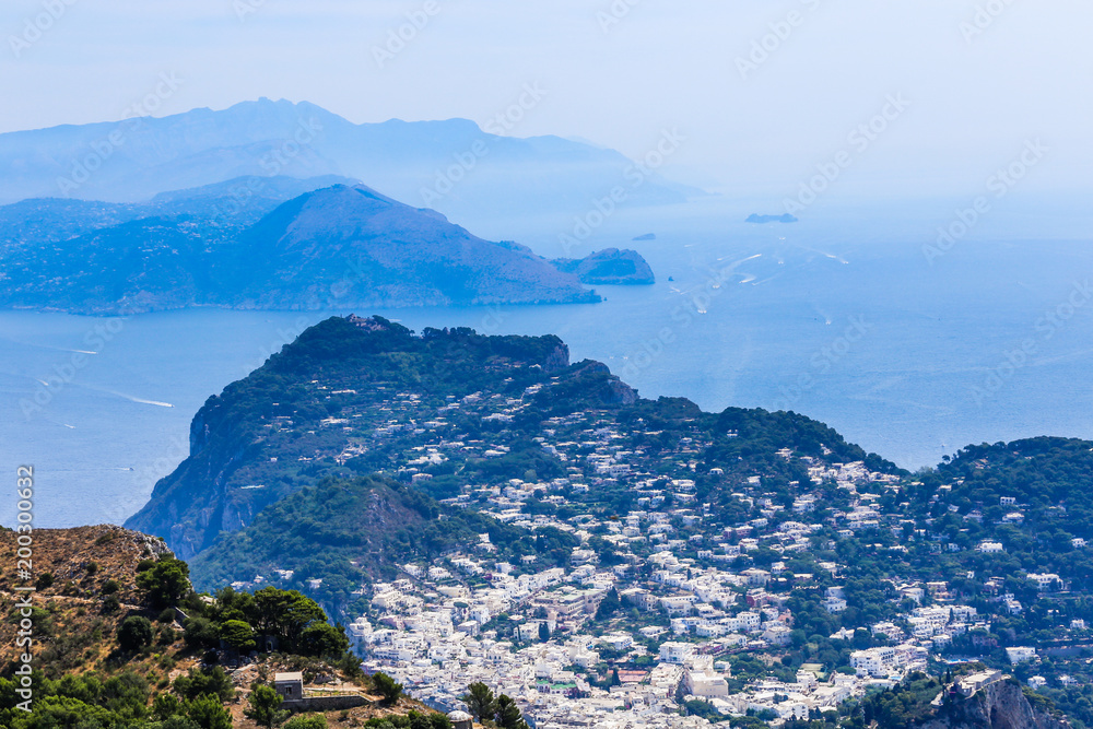 View of Capri Island  from Monte Solaro. Capri, Italy