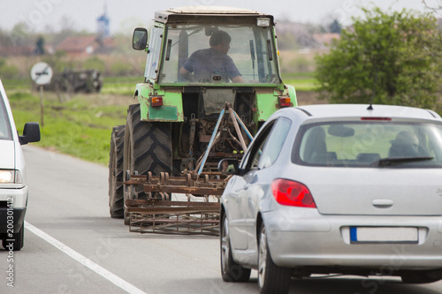 tractor on the road