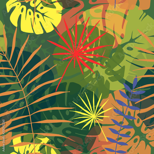Seamless pattern of tropical leaves 2