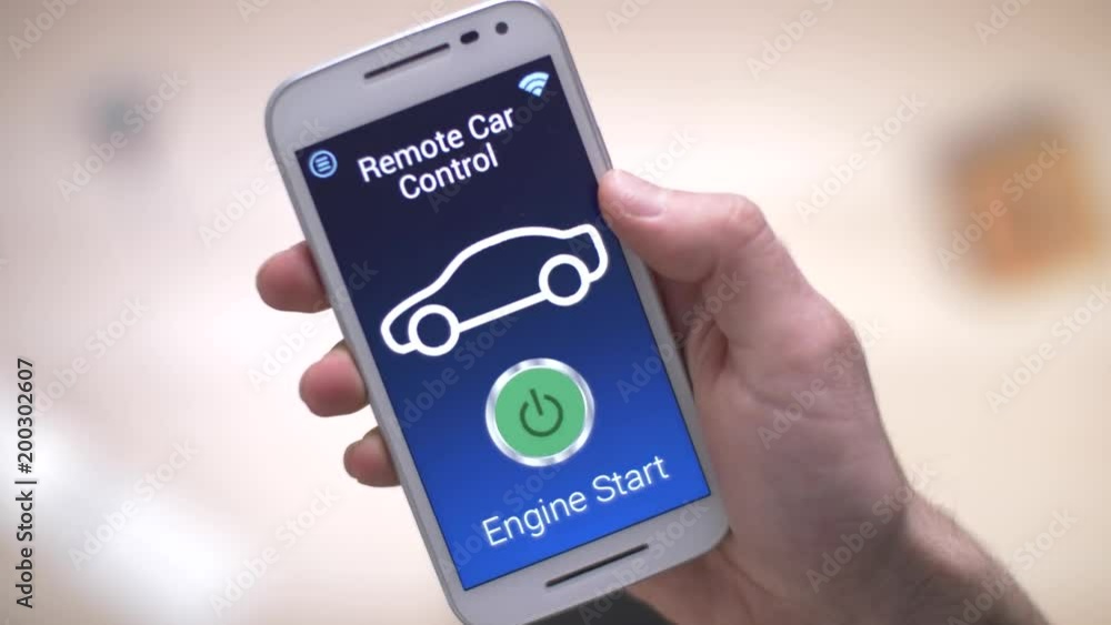Starting the engine of a car remotely with a smartphone Starting the engine of a car remotely with a smartphone