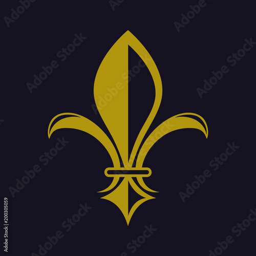 Gold Fleur-de-lis vector on dark blue background