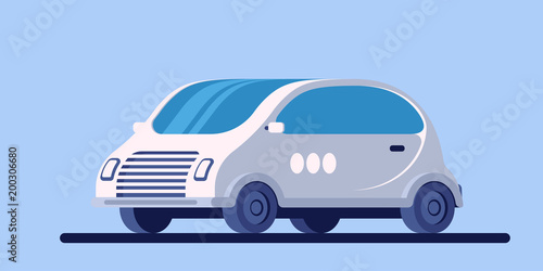 Compact mini car. Small electric machine. Future vehicle