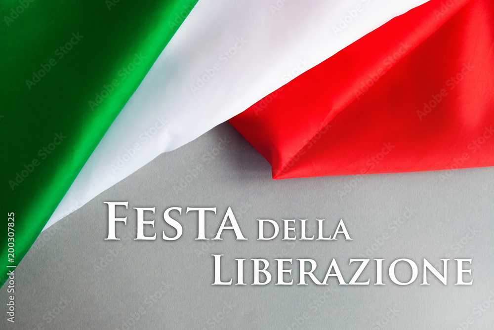 April 25 Liberation Day Text in italian card. Flower poppy and italy flag. selective focus image April 25 Liberation Day Text in italian card. Flower poppy and italy flag. selective focus image